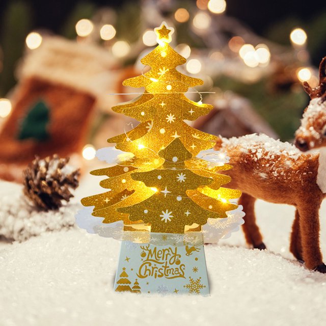 Decoraciones navideñas Mini Escritorio Adornos para árboles de Navidad Árbol de Navidad brillante con juego de luces Wmkox8yii gf8698