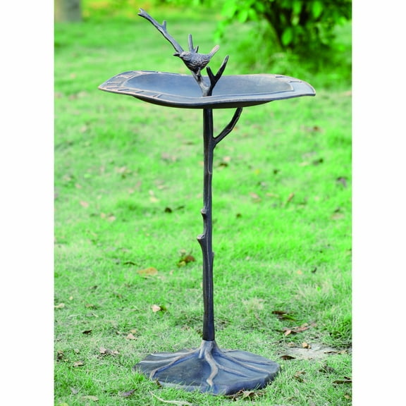 SPI Aluminum Bird on Branch Sundial/Birdbath