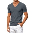 thumbnail image 6 of yillto Mens V Neck Shirts Cotton Short Sleeve Breathable Big and Tall Tops Summer Loose Plain Tee, 6 of 7