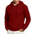 thumbnail image 2 of Resicozy Hoodies for Men Long Sleeve Solid Color Hooded Sweatshirts Casual Fall Spring Track Jackets with Pocket Wine L, 2 of 6