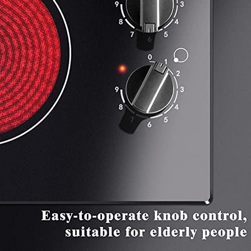 Induction Cooktop 4 Burner，24 Inch Electric Cooktop 220-240V,Built In Cooktop Stove Electric,Knob Control,9 Heating Level,Auto Shut Down Protection,Hard Wired 