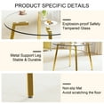 thumbnail image 6 of Modern minimalist style circular transparent tempered glass table, tempered glass tabletop, golden metal legs, suitable for kitchen, dining room, and living room, 40 "* 40" * 29.5 "1123r05158, 6 of 16