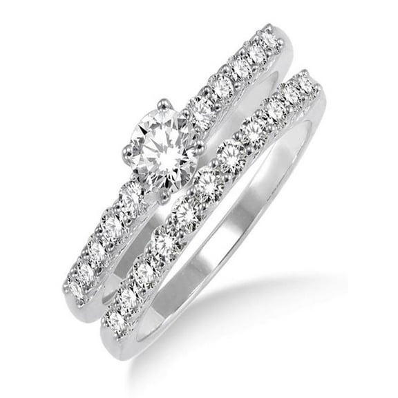 0.50 Carat Elegant Bridal Set with Round Cut Diamond in 10k White Gold