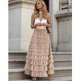 thumbnail image 4 of Solid Multilayer Ruffle Mesh Skirt Women Boho High Waist Long Maxi Tulle Skirt Spring Summer Party Women's Clothing, 4 of 6