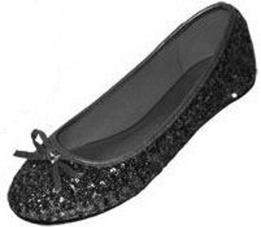New Womens Sequins Ballerina Ballet Flats Shoes 4 Colors Available (5/6, Black Sequins 2001)