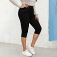 thumbnail image 6 of LNWUY Womens High Waisted Capri Denim Short Knee Length Faux Denim Printed Pants Skinny Slim Fit Stretch Denim Capri Jeans Black L, 6 of 9