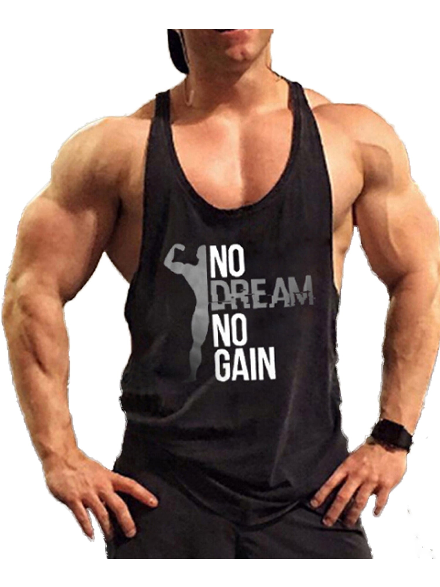 Gym Bodybuilding Homme Gilet Funny Novelty Singlet Tank Top-Burger NO PAIN NO Ga 