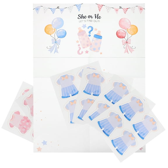 OUNONA 1 Set of Gender Reveal Game Stickers Poster Set Baby Shower Game Supplies Gender Reveal Decors