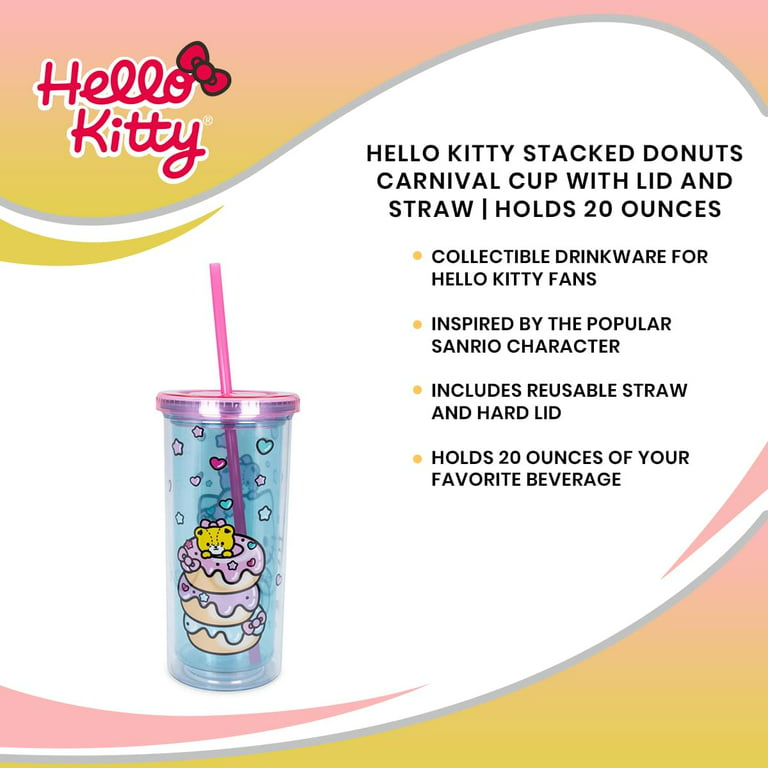 Hello Kitty Stacked Donuts Carnival Cup with Lid and Straw | Holds 20 Ounces