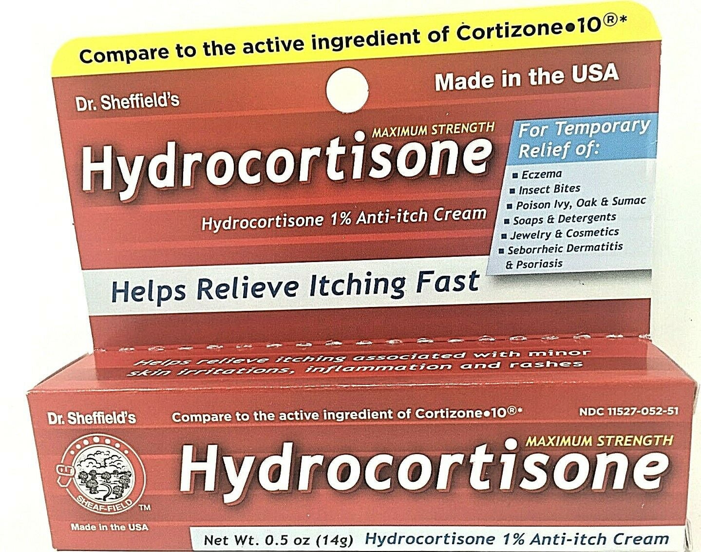Dr.Sheffield Hydrocortisone 1% Anti-Itch Cream 0.5 oz Maximum Strength