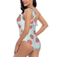thumbnail image 5 of Yiaed Hand Drawn Strawberry Print Women One Piece Swimsuits Tummy Control One Shoulder Bathing Suits Pattern Ruffle Swimwear-X-Large, 5 of 8