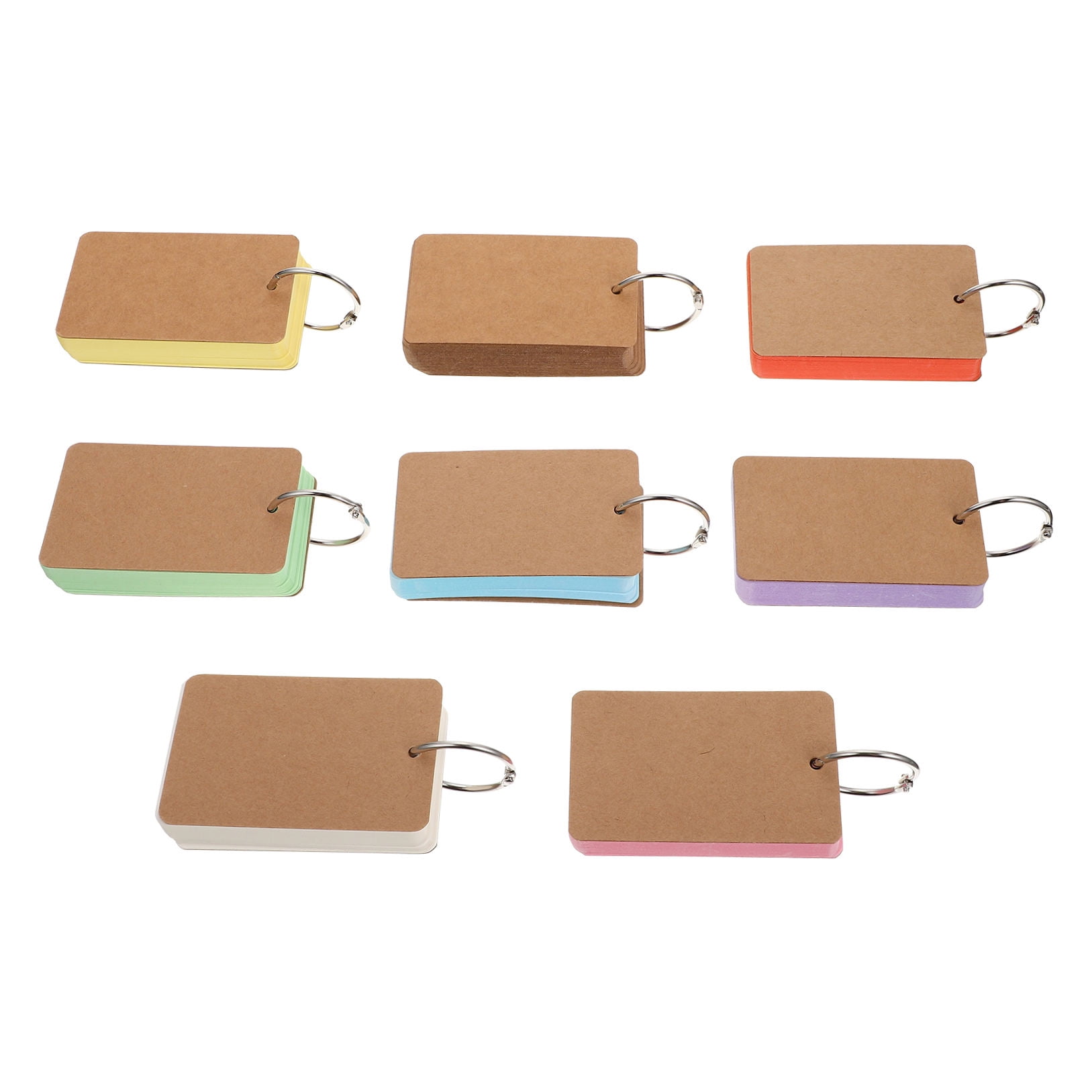 FRCOLOR  8 Books Word Card Index Ring Blank Flashcards Note with Binder Rings Pads