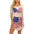 thumbnail image 2 of Pounoo Womens Cover Ups Swimwear Print Short Sleeve Relaxed Fit Lightweight Comfy Tees Casual Street Style Tops Summer Wear Gift, 2 of 5