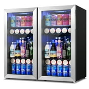 Yeego Beverage Cooler, Freestanding Beverage Refrigerator with Glass Door, 190-242 Can, 2Pack