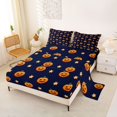 thumbnail image 2 of Manfei Thanksgiving Print Queen Sheets,Funny Halloween Pumpkin Lantern Queen Sheet Sets,4 Pieces,1 Flat Sheet,1 Fitted Sheet and 2 Pillowcases, 2 of 6