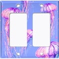 thumbnail image 2 of Metal Light Switch Wall Plate Outlet Cover (Ocean Jellyfish Light Purple - Double Rocker), 2 of 2