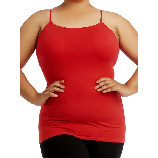 Women's Cotton Plus Size Camisole Tank Top Red 3XLarge