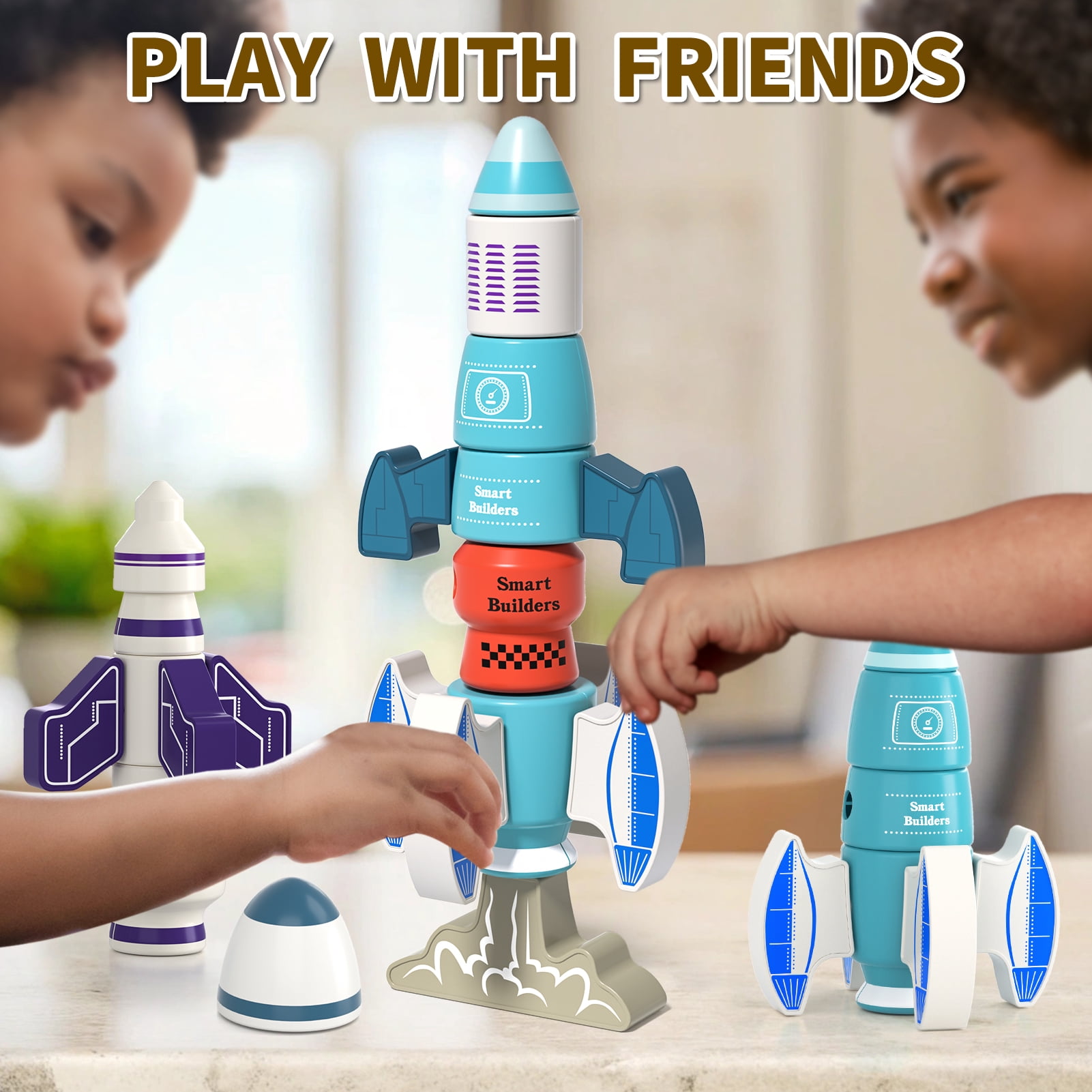 DIY Magnetic Robot Building Toy for Kids 3-5, 33 PCS STEM Stacking Playset with Storage Box, Rocket Robot Creative Kit, Toddler Magnet Toys Gift for Years Old Boys & Girls (Christmas Birthday)
