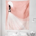 thumbnail image 1 of Salmon Tapestry, Bride in Abstract Romantic Wedding Dress with Umbrella Art Print, Fabric Wall Hanging Decor for Bedroom Living Room Dorm, 5 Sizes, Salmon and White, by Ambesonne, 1 of 1