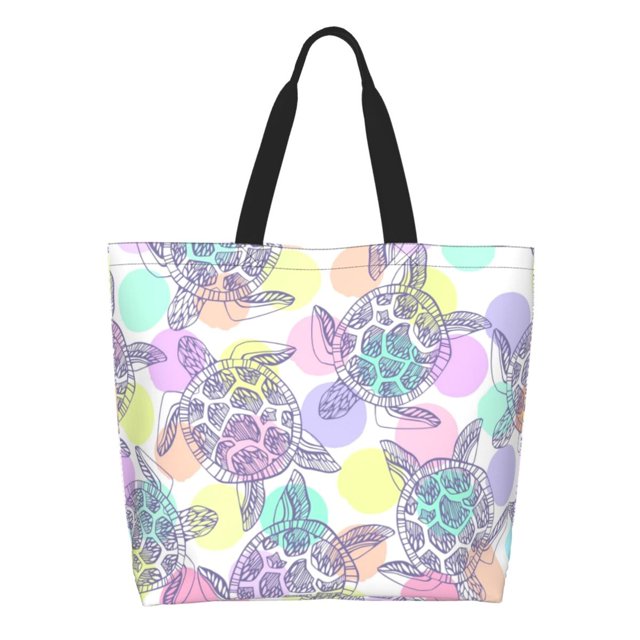Fotbe Sea Turtles Bolsa Tote Estética de Lona con Estampado para Mujer - Bolsa Reutilizable de Hombro Casual para Vacaciones, Compras, Trabajo y Gimnasio