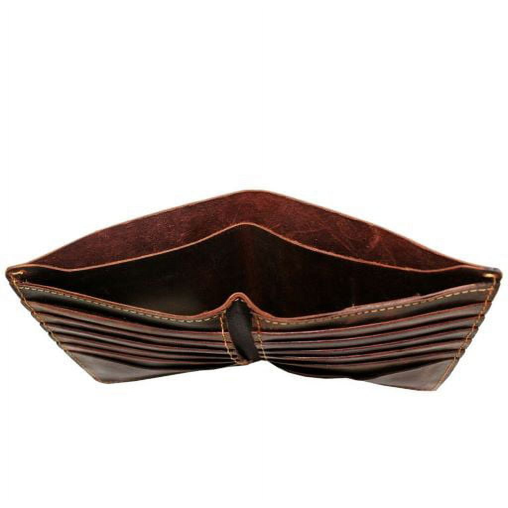 Brown Rustic Texture Pure Leather Bi-Fold Wallet for Men's Key