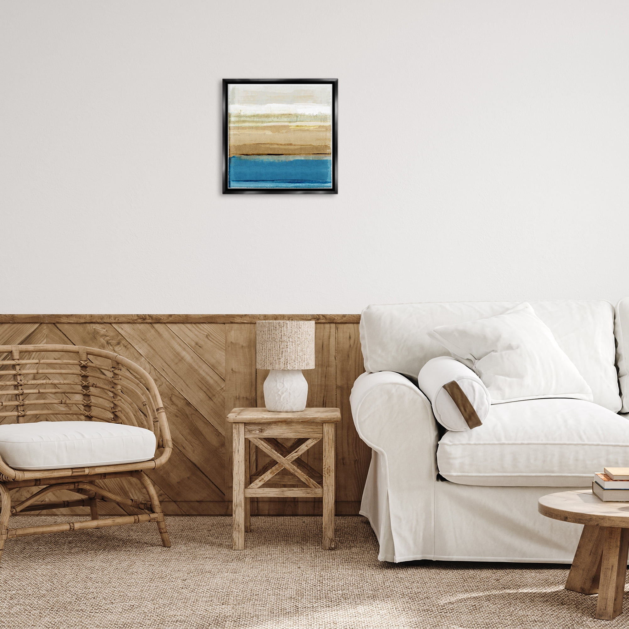 Stupell Industries Nautical Blue Daze Abstract Painting Black Floater Framed Canvas Art Print Wall Art, 18 x 18