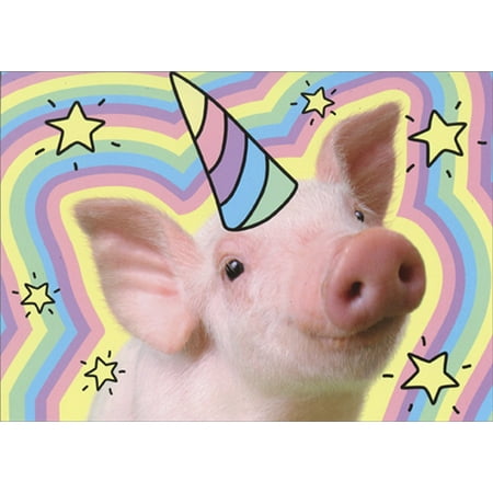 Unicorn Birthday Card - Avanti Press Piglet Unicorn Pop Up Standout Funny Birthday Card