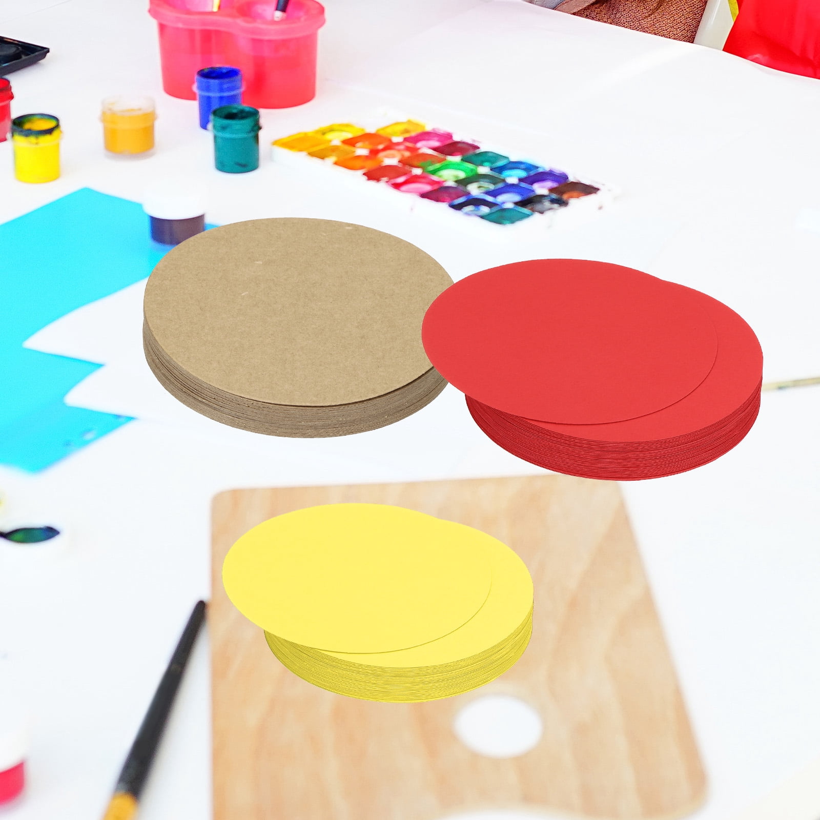 Unique Bargains Circle Card Stock Round Shape Cutouts for Craft Projects 2" Yellow
