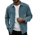 thumbnail image 2 of GrmtClth Mens Corduroy Jacket Casual Oversized Button Down Shirt Jacket Soft Long Sleeve Jacket with Flap Pockets Blue S, 2 of 5