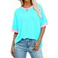 thumbnail image 4 of Busydd Womens T Shirts Casual Round Neck Short Sleeve Going Out Tops Fashion Oversized Color Block Women's Tops Plus Size Tops for Women 2XL, 4 of 4