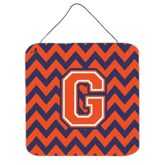 Letter G Chevron Orange & Blue Wall or Door Hanging Prints, 6 x 0.02 x 6 in.