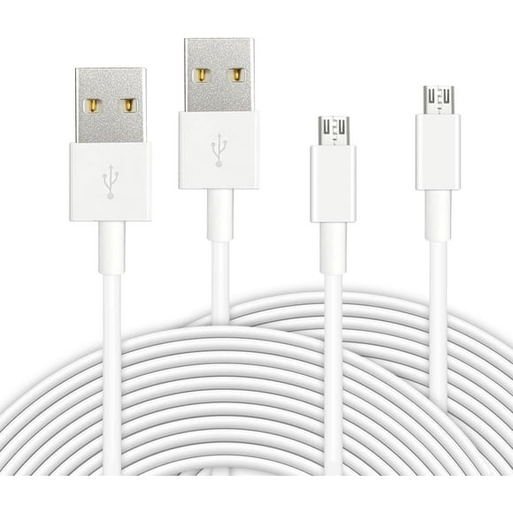 REQO Lot de 2 Câbles d'Extension 10 Pieds 3M pour Caméra Wyze, Caméra YI, Caméra Nest, Blink, Netvue, Caméra Kasa, Caméra Cloud, Furbo Dog, Arlo Q, Cordon de Chargement et de Synchronisation de Données USB vers Micro USB