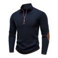 thumbnail image 4 of yillto Men Quarter Zip Sweater Tops Mock Neck Pullover Ribbed Knit Long Sleeve Fall Winter Clothes, 4 of 7