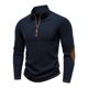 thumbnail image 3 of Ceisia Men's Slim Fit Half-Zip Stand-Up Collar Rib Knit Sweater with Elbow Patches Navy M Gifts, 3 of 7