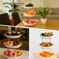 thumbnail image 2 of 3-Tier Fruit Bowl with Stand, Ceramic Fruit Tray with Metal Rack, Snack Bowl for Countertop, Porcelain Dessert Serving Platter for Cakes, Nuts, 2 of 6