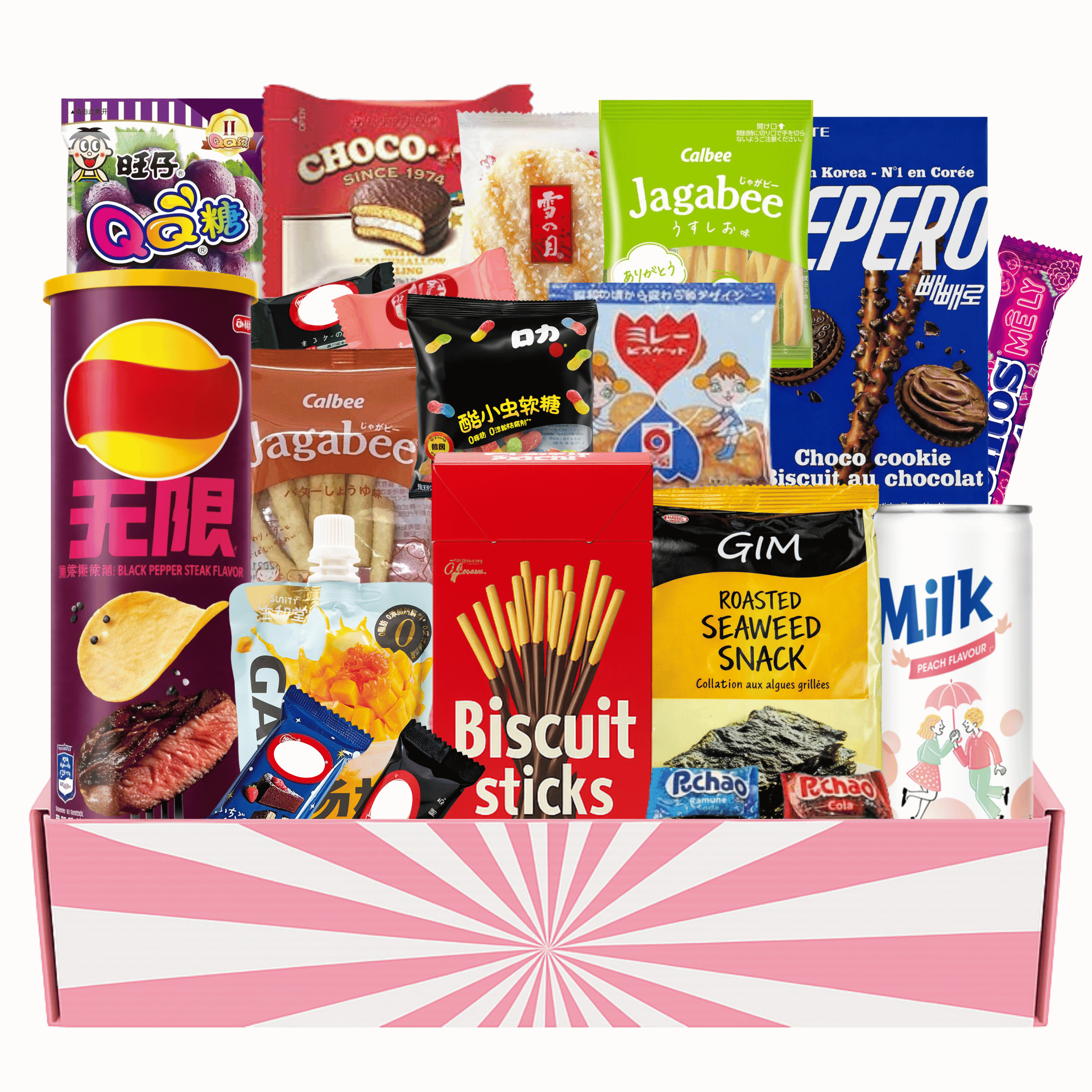 Asian Snack Box, Assortment of Popular Treats from Japan, Korea