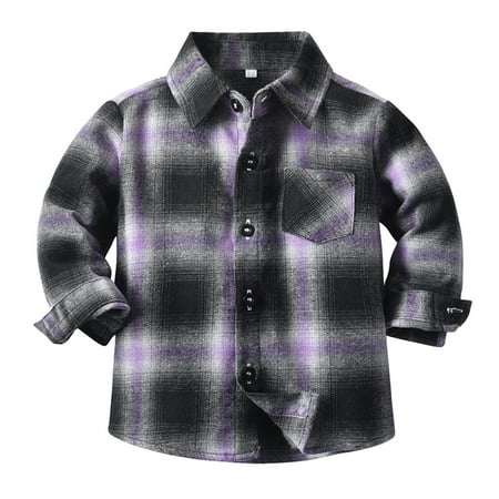 

Toddler Boys Coats Jackets Girls Shirt Coat Jacket Plaid Long Sleeve Kids Turn Down Collar Button Tops Outwear