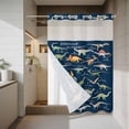 thumbnail image 4 of Dinosaur Family No Hook Shower Curtain with Snap in Liner Retro Watercolor Dinosaur Name Letter Navy Blue Waterproof Bathroom Shower Curtain with See Through Top Window for Bathtub 60" x 72", 4 of 9