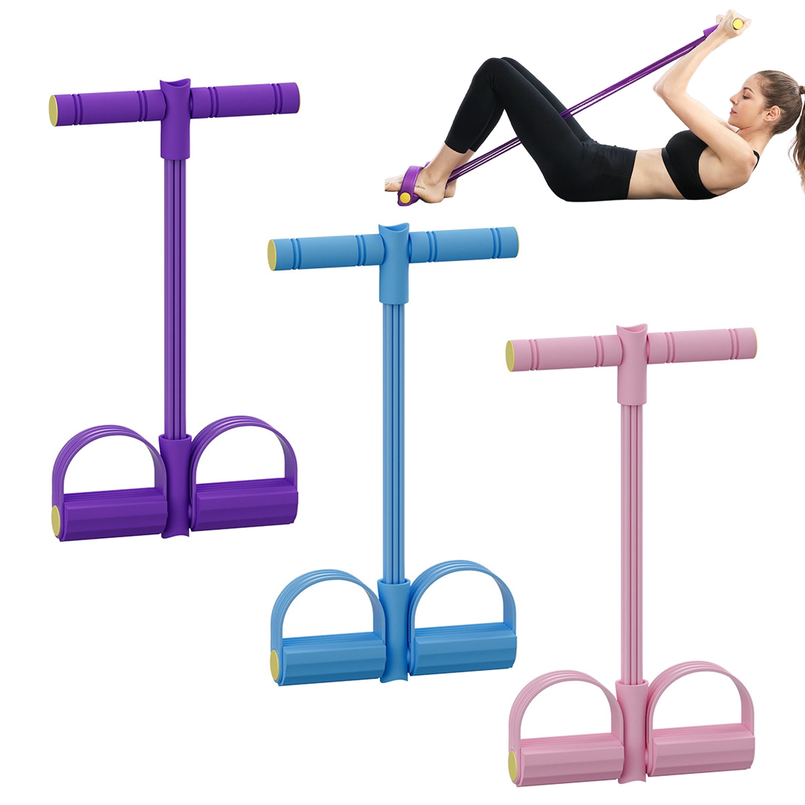 YIFAEUX 4/6-Tube Pedal Puller Resistance Band with Handle Multifunction Elastic Yoga Sit-up Pull Rope Men Women Pedal Tensioner Exerciser Workout Equipment