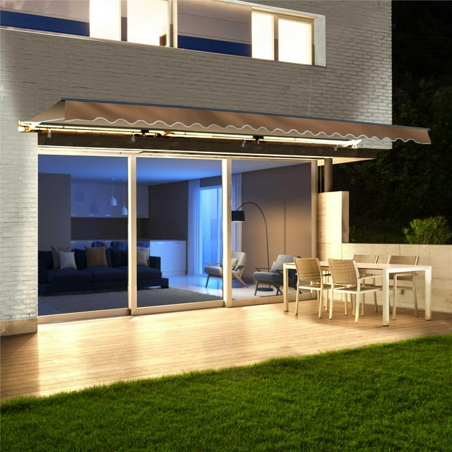 ALEKO AWCL12X10SAND31 Motorized LED Half Cassette Retractable Awning 12 X 10 Feet, Sand