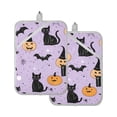 thumbnail image 7 of Yayeee Pot Holders Kitchen Heat Resistant with Pocket 7"x9.8" Cotton Oven Cooking Hot Pads, Light Purple Halloween Black Cat, 7 of 7