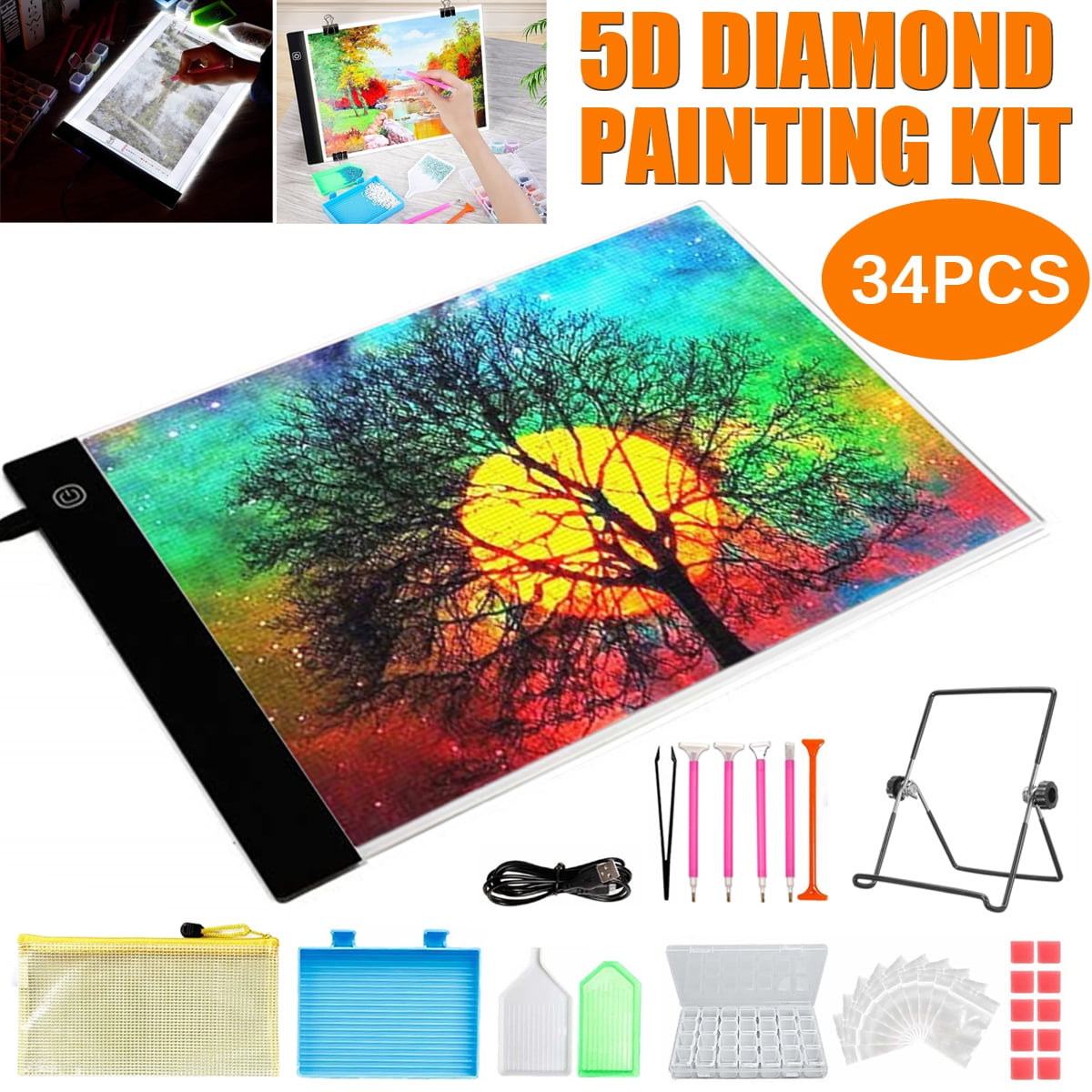 Diamond Art Light Copy Board Light Box with 5D Painting Tools - A4