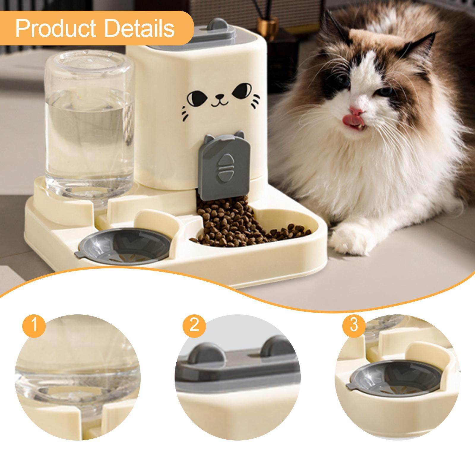 Automatic Pet Feeder 2 in 1 Food Water Dispenser Split Design Easy Clean for Cats Puppies Bunny Small Pets