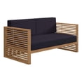 thumbnail image 2 of Modway Carlsbad Causeuse de Patio Moderne en Teck/tissu, Bleu Marine/naturel, 2 of 10