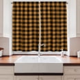 thumbnail image 2 of Ambesonne Plaid Kitchen Curtains, Lumberjack Buffalo Checks Art, 55"x39", Black and Apricot, 2 of 3