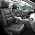 thumbnail image 3 of Leather Car Seat Covers Full Set, Breathable and Waterproof Seat Covers for Cars, Car Seat Protector fit Most Cars, Black, 3 of 10
