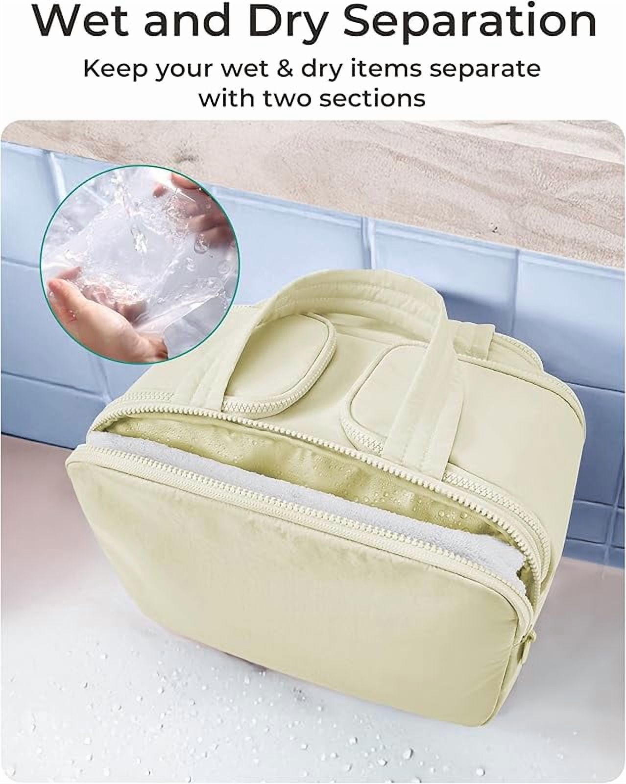 Gift Travel Toiletry Bag for Women - Large Wide-Open Dry-Wet Separation Organizer, 4-Compartment Leak-Proof Toiletry Storage