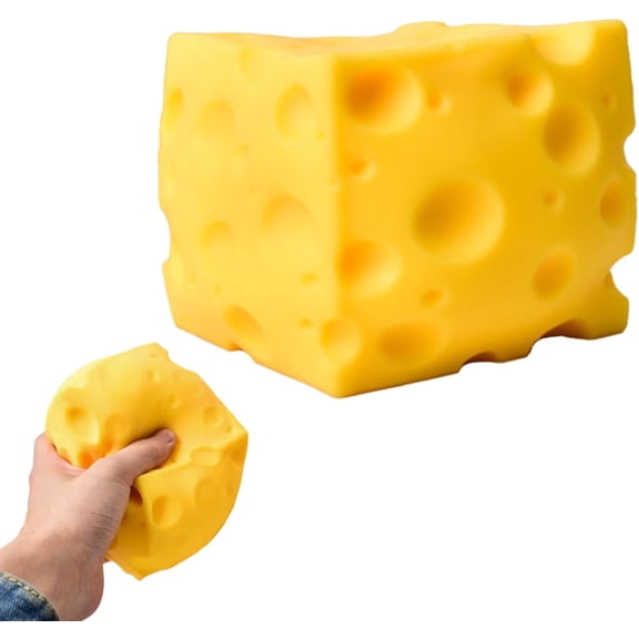 Easy Sqweezy Super Cheesy,Giant Squishy Cheese Block, Jumbo Squeeze Cheeses, Yellow Rebounding Squishy Cheesess for Anxiety Relief Fidget, Soft Squeeze for Adults (2.76in)