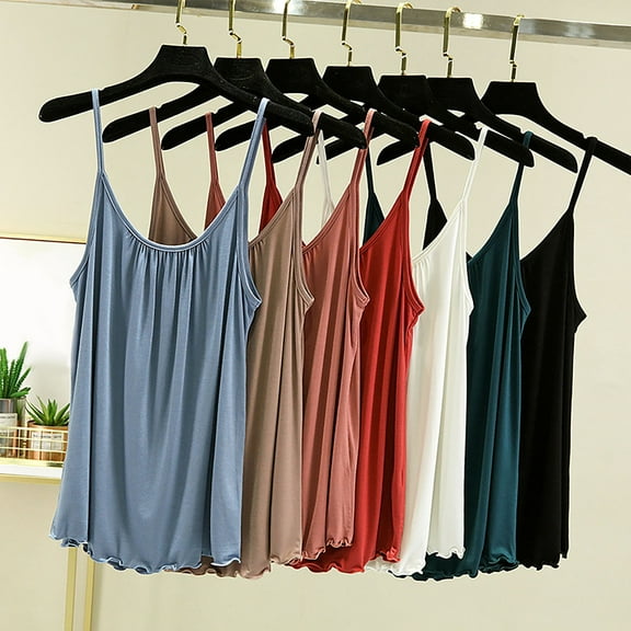 YHAJDS Women Camisole Tank Top Sleeveless Solid Color Strappy Pajama Top for Women Sleepwear