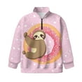 thumbnail image 4 of Uourmeti Doughnut Sloth Youth Girls Sports Sweatshirt Quarter Zip Up Pullover Athletic Top for Basketball Soccer Golf Gym Run Sportswear Size 13-14, 4 of 7